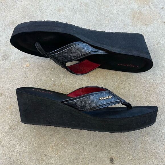 COACH Jolene Signature Wedge Flip Flop Women’s Sz 8.5 - Picture 8 of 15